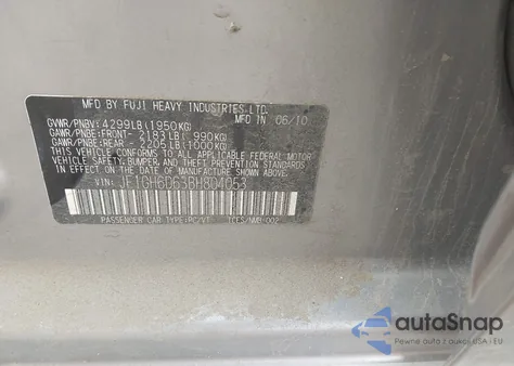 2011 Subaru Impreza Outback Sport from USA, damaged, VIN JF1GH6D63BH804053